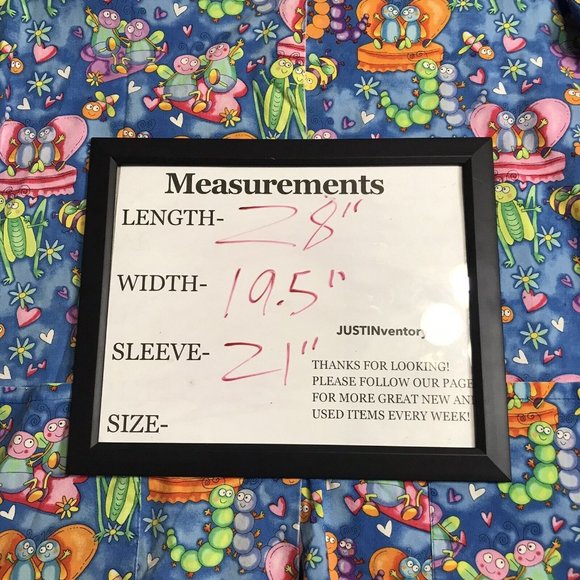 Fundamentally Cotton By White Swan Scrubs Sz S Long Sleeve Button Caterpillars - Picture 5 of 5